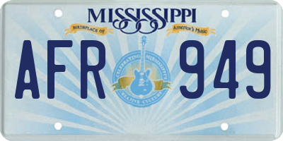 MS license plate AFR949