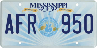 MS license plate AFR950