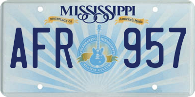 MS license plate AFR957