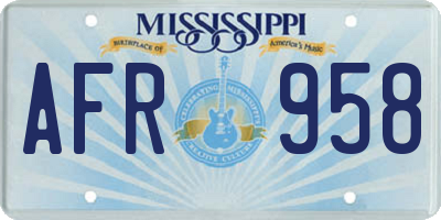 MS license plate AFR958