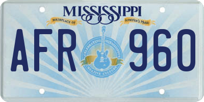 MS license plate AFR960