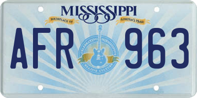 MS license plate AFR963