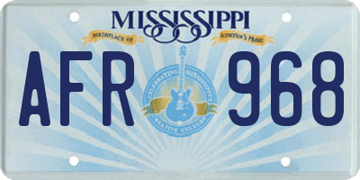 MS license plate AFR968