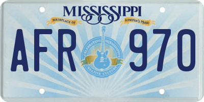 MS license plate AFR970