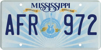MS license plate AFR972