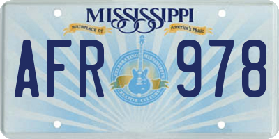 MS license plate AFR978