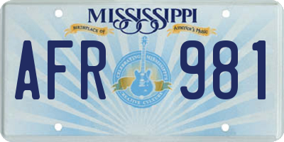 MS license plate AFR981