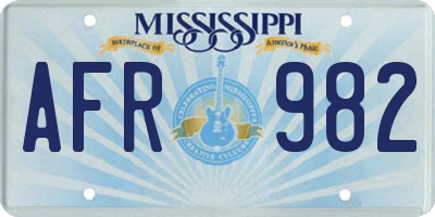 MS license plate AFR982