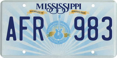 MS license plate AFR983