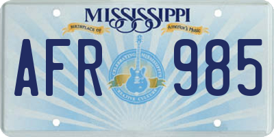 MS license plate AFR985