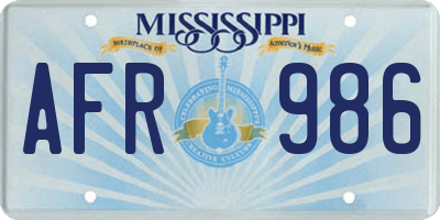 MS license plate AFR986