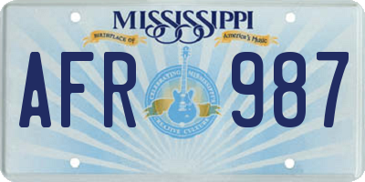 MS license plate AFR987
