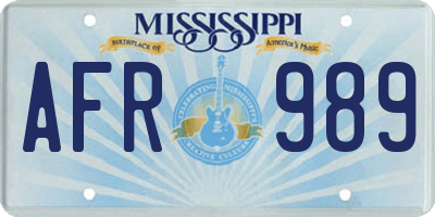 MS license plate AFR989