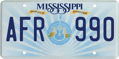 MS license plate AFR990