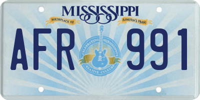 MS license plate AFR991