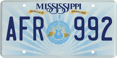 MS license plate AFR992