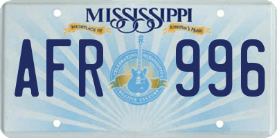 MS license plate AFR996