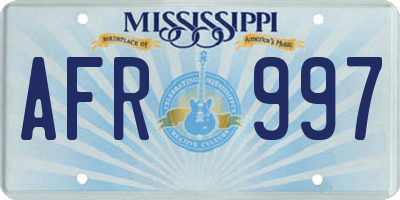 MS license plate AFR997