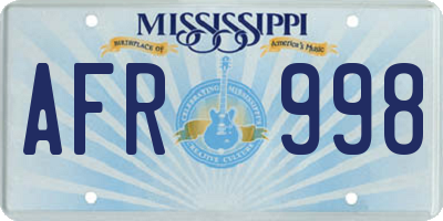 MS license plate AFR998