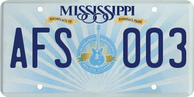 MS license plate AFS003