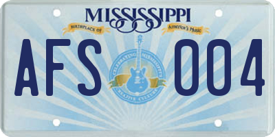 MS license plate AFS004