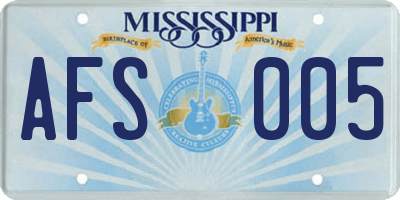 MS license plate AFS005
