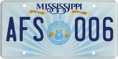 MS license plate AFS006