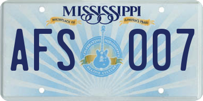 MS license plate AFS007