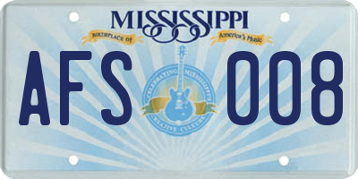 MS license plate AFS008