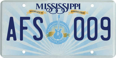 MS license plate AFS009