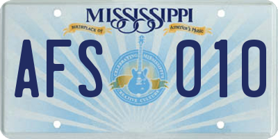 MS license plate AFS010