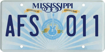 MS license plate AFS011
