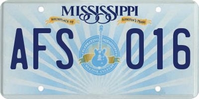 MS license plate AFS016