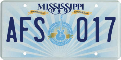 MS license plate AFS017