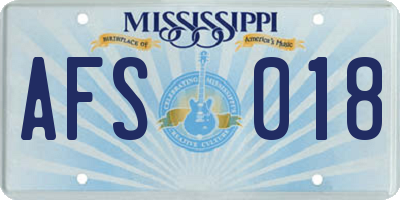MS license plate AFS018