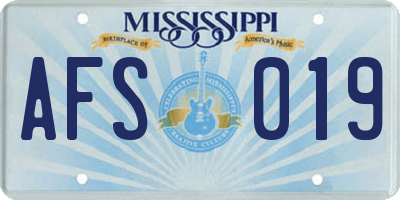 MS license plate AFS019