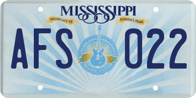 MS license plate AFS022