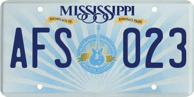 MS license plate AFS023