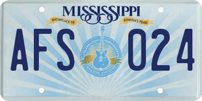 MS license plate AFS024