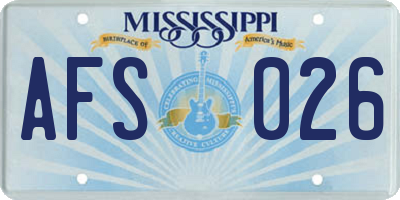 MS license plate AFS026