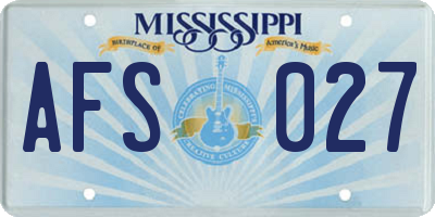 MS license plate AFS027