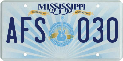 MS license plate AFS030