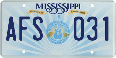 MS license plate AFS031