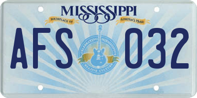 MS license plate AFS032