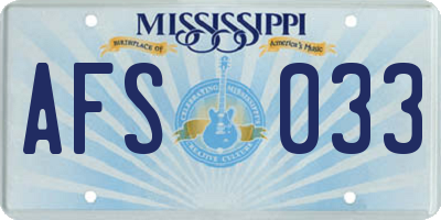 MS license plate AFS033