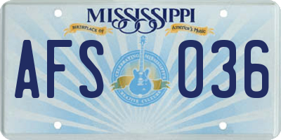 MS license plate AFS036