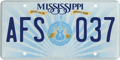 MS license plate AFS037