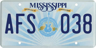 MS license plate AFS038