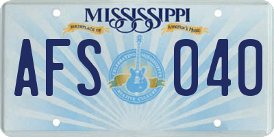 MS license plate AFS040