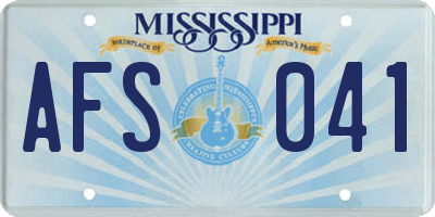 MS license plate AFS041